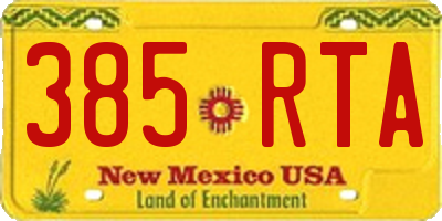 NM license plate 385RTA