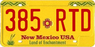 NM license plate 385RTD