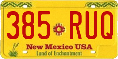 NM license plate 385RUQ