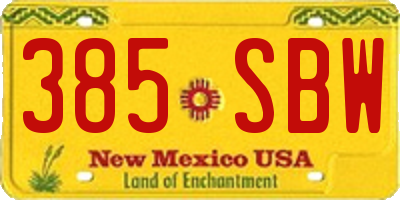 NM license plate 385SBW
