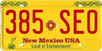 NM license plate 385SEO