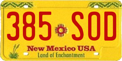 NM license plate 385SOD