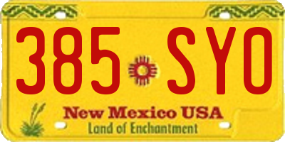 NM license plate 385SYO