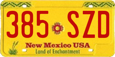 NM license plate 385SZD