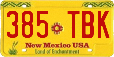 NM license plate 385TBK