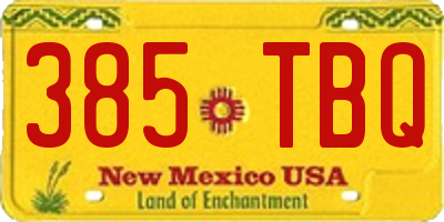 NM license plate 385TBQ