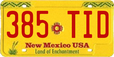 NM license plate 385TID