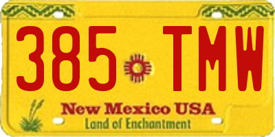 NM license plate 385TMW