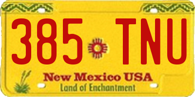 NM license plate 385TNU
