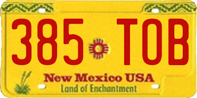NM license plate 385TOB