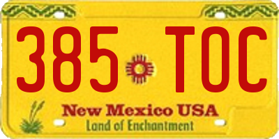 NM license plate 385TOC
