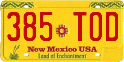 NM license plate 385TOD
