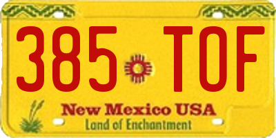 NM license plate 385TOF