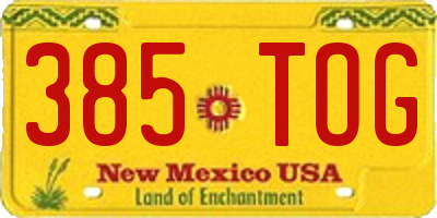 NM license plate 385TOG