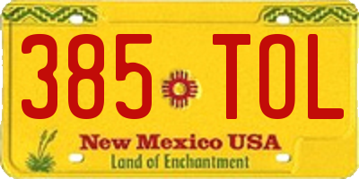 NM license plate 385TOL