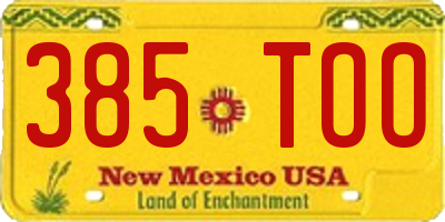 NM license plate 385TOO