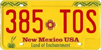 NM license plate 385TOS