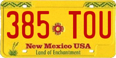 NM license plate 385TOU