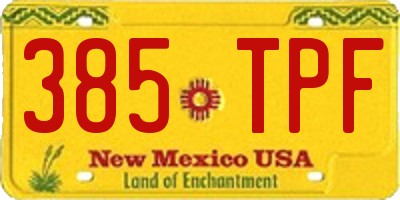 NM license plate 385TPF