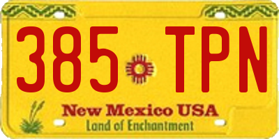 NM license plate 385TPN
