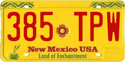 NM license plate 385TPW