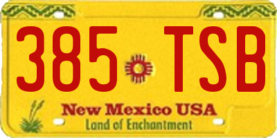 NM license plate 385TSB