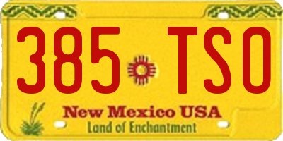 NM license plate 385TSO