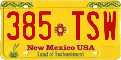 NM license plate 385TSW