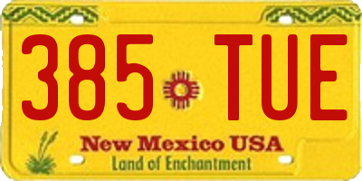 NM license plate 385TUE