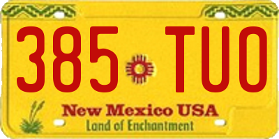 NM license plate 385TUO