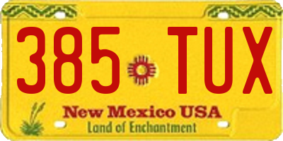 NM license plate 385TUX