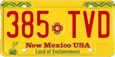 NM license plate 385TVD