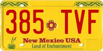 NM license plate 385TVF