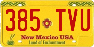 NM license plate 385TVU