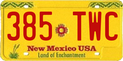 NM license plate 385TWC
