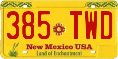 NM license plate 385TWD