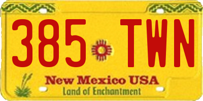 NM license plate 385TWN
