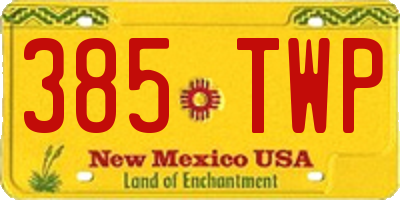 NM license plate 385TWP