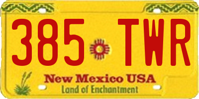 NM license plate 385TWR