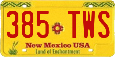 NM license plate 385TWS