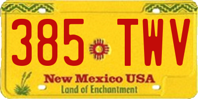 NM license plate 385TWV