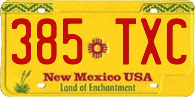 NM license plate 385TXC