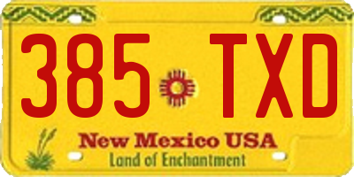NM license plate 385TXD