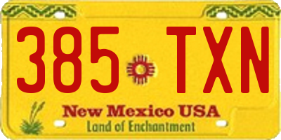 NM license plate 385TXN