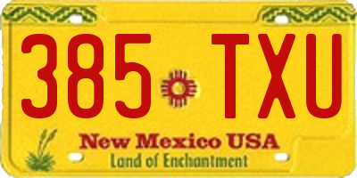 NM license plate 385TXU
