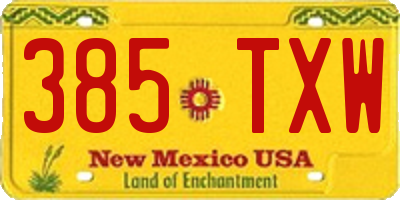 NM license plate 385TXW