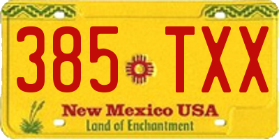 NM license plate 385TXX