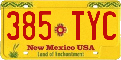 NM license plate 385TYC