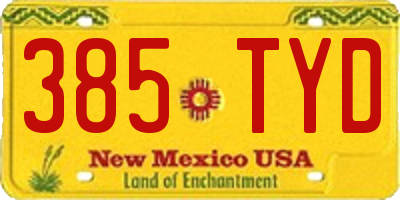 NM license plate 385TYD