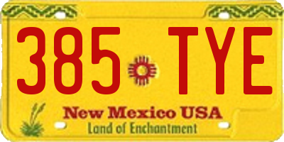 NM license plate 385TYE